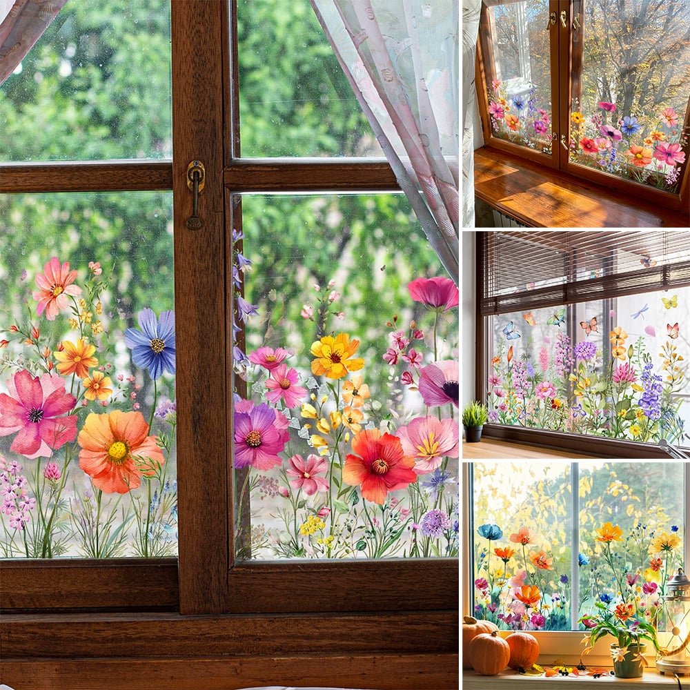 Self-Adhesive Window Film with Floral Pattern