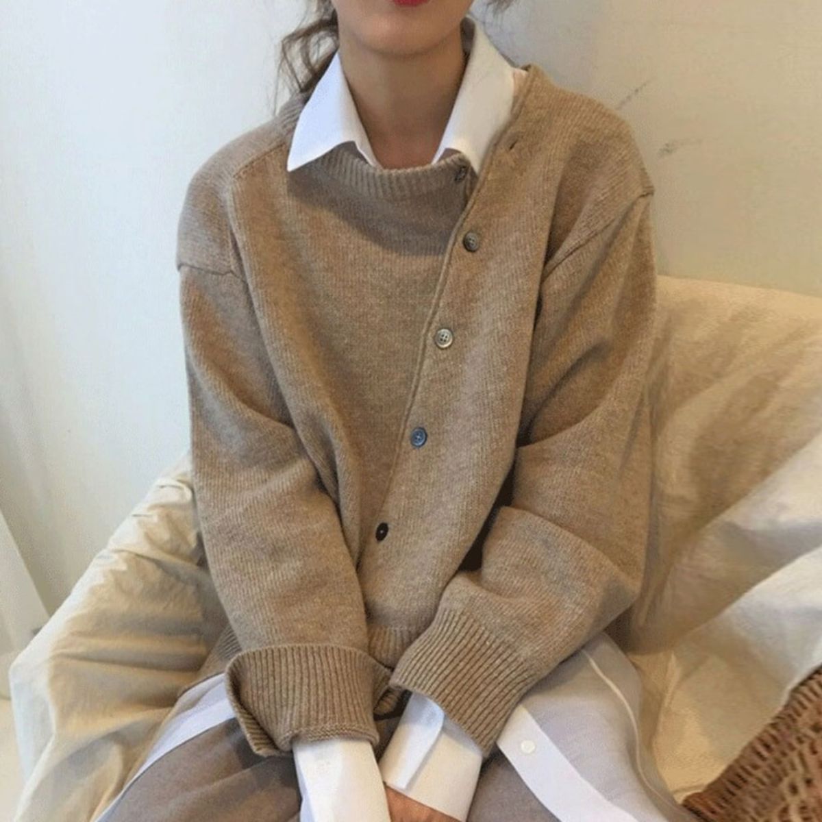 Cozy Cashmere Sweater with Playful Button Placket