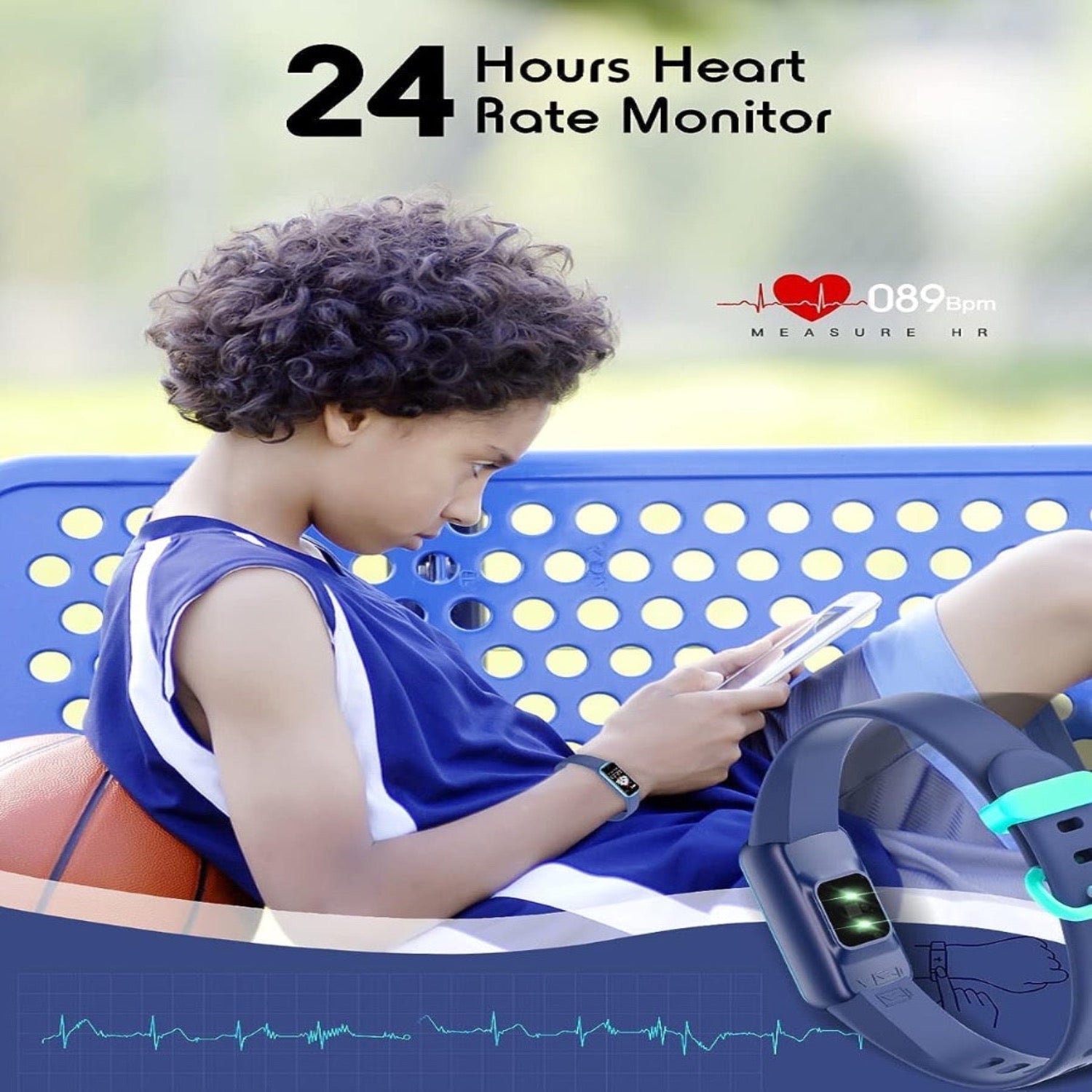 Kids' Fitness Watch with Silicone Band | Step Counter & Heart Rate | Bluetooth 4.0