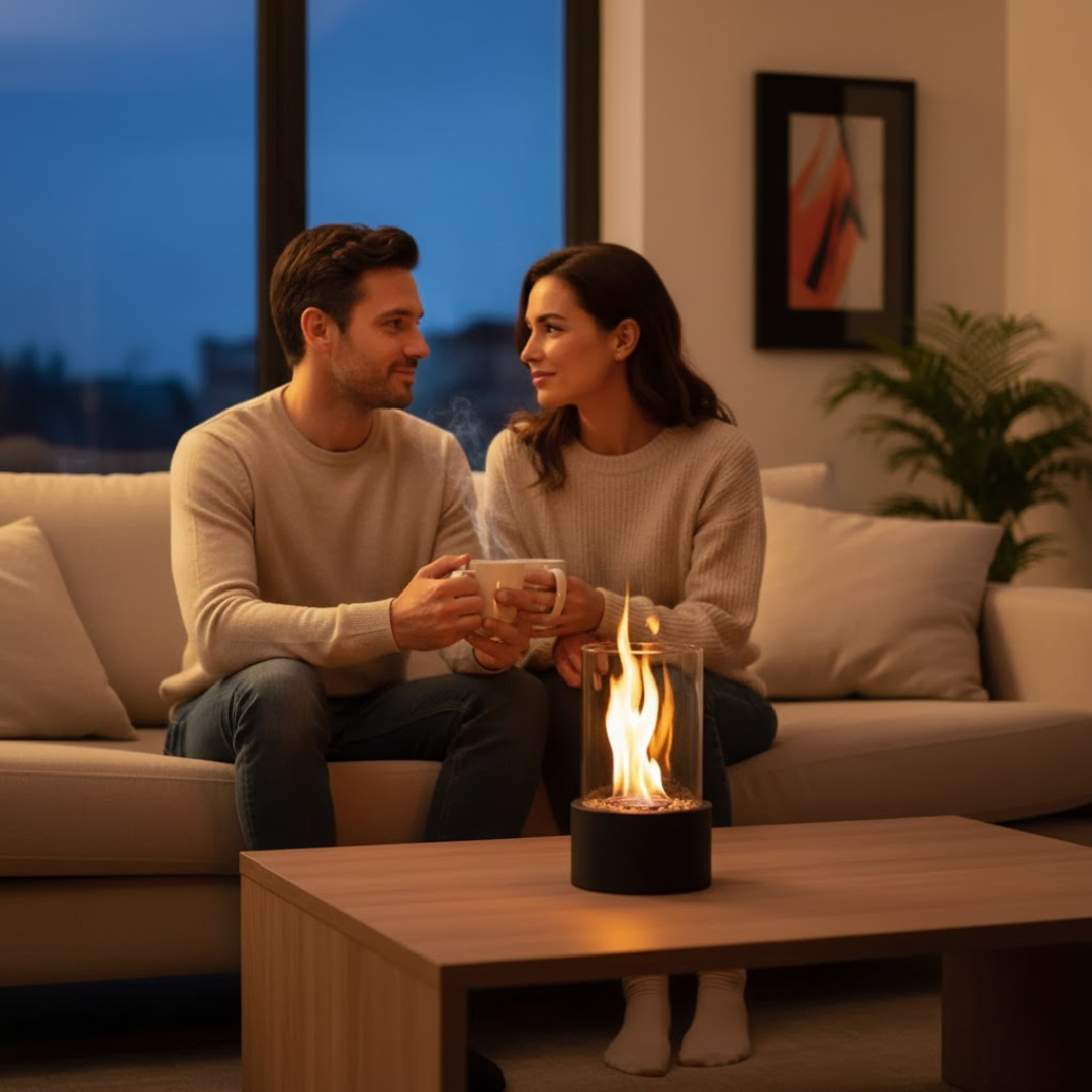 Bioethanol Tabletop Fireplace – Modern Smoke-Free Ambient Flame Design
