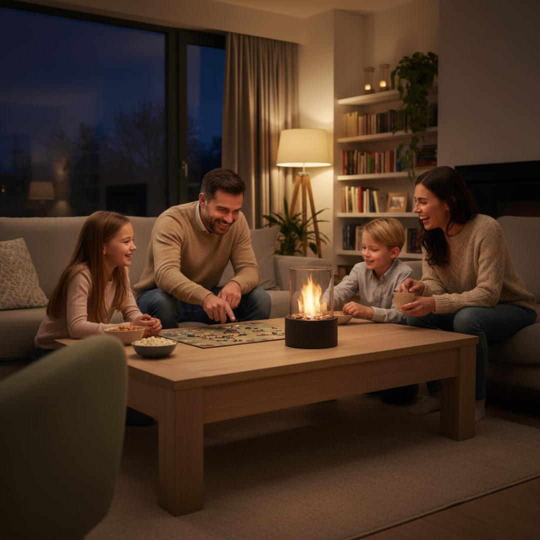 Bioethanol Tabletop Fireplace – Modern Smoke-Free Ambient Flame Design
