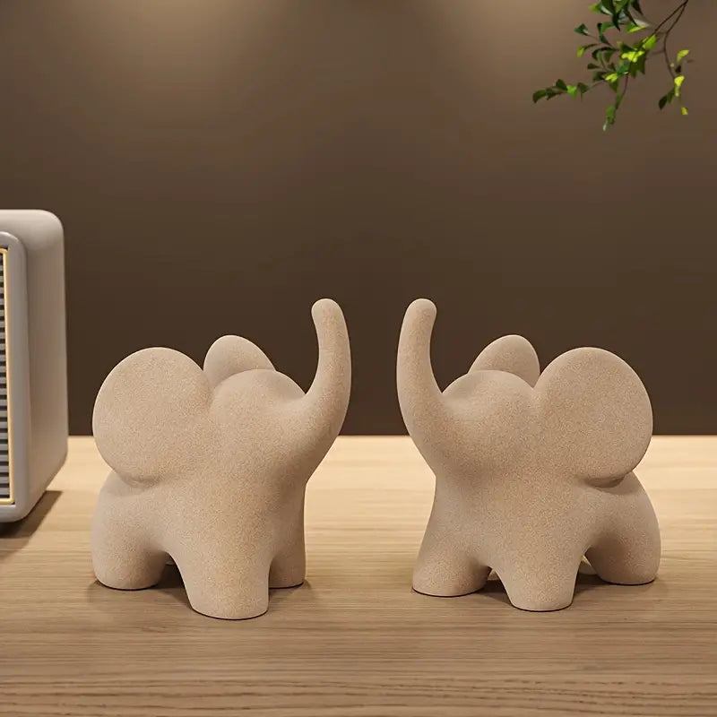 Charming Elephant Decorative Figurine - 9.5 cm Resin Art