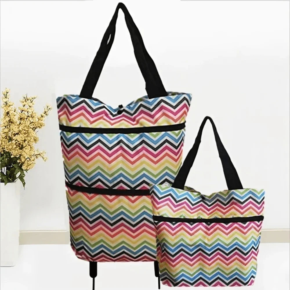 Compact Rolling Grocery Cart with Easy Storage Solution