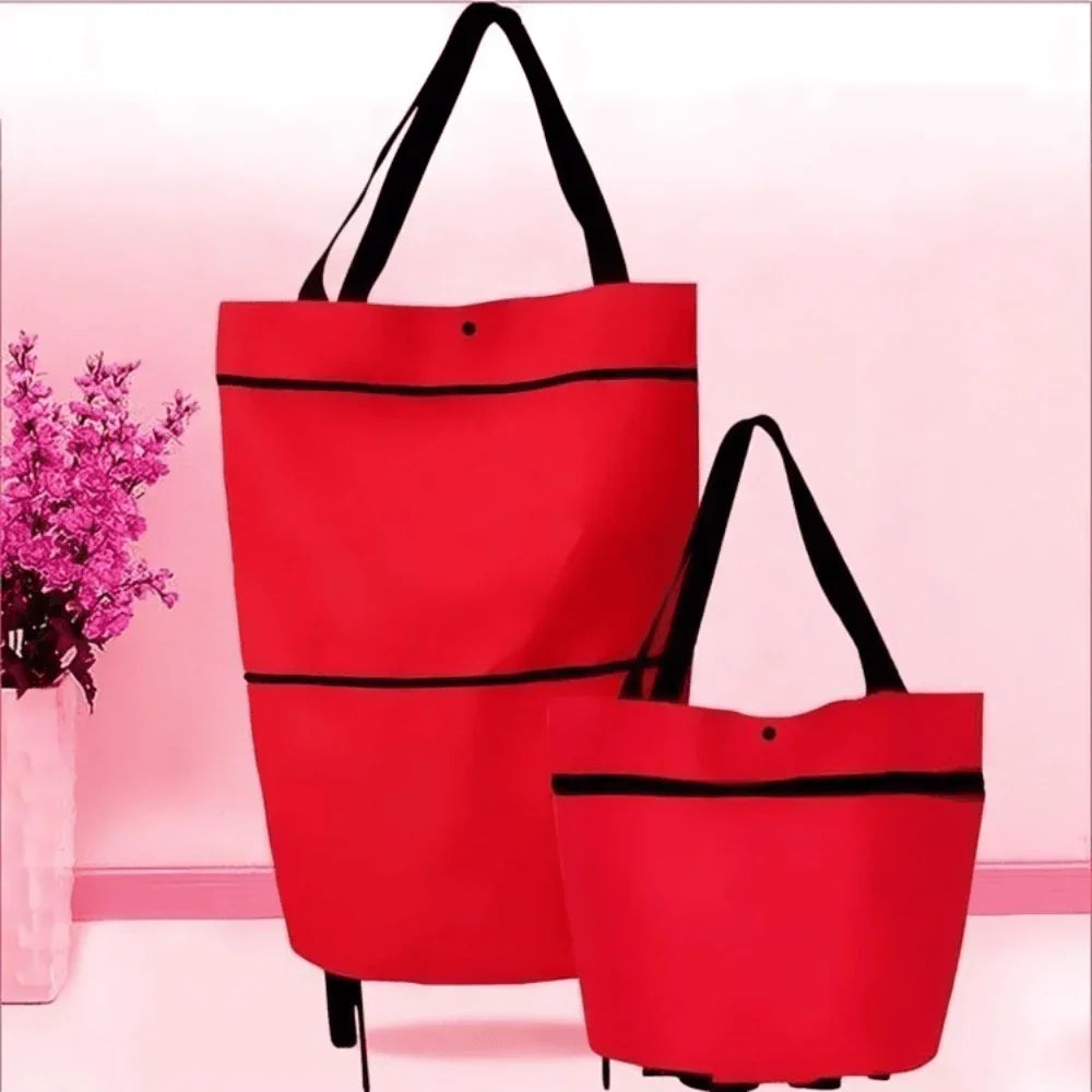 Compact Rolling Grocery Cart with Easy Storage Solution
