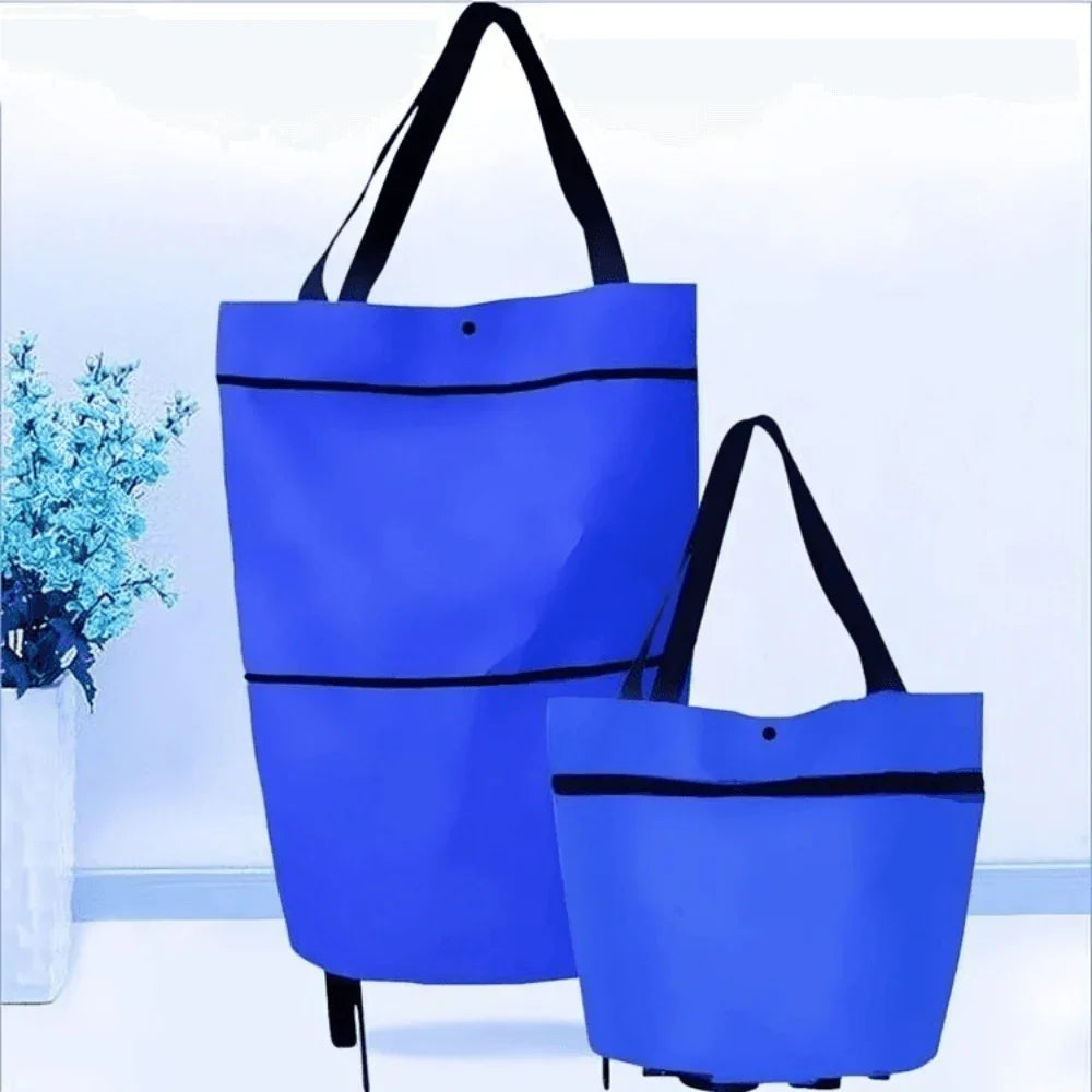 Compact Rolling Grocery Cart with Easy Storage Solution