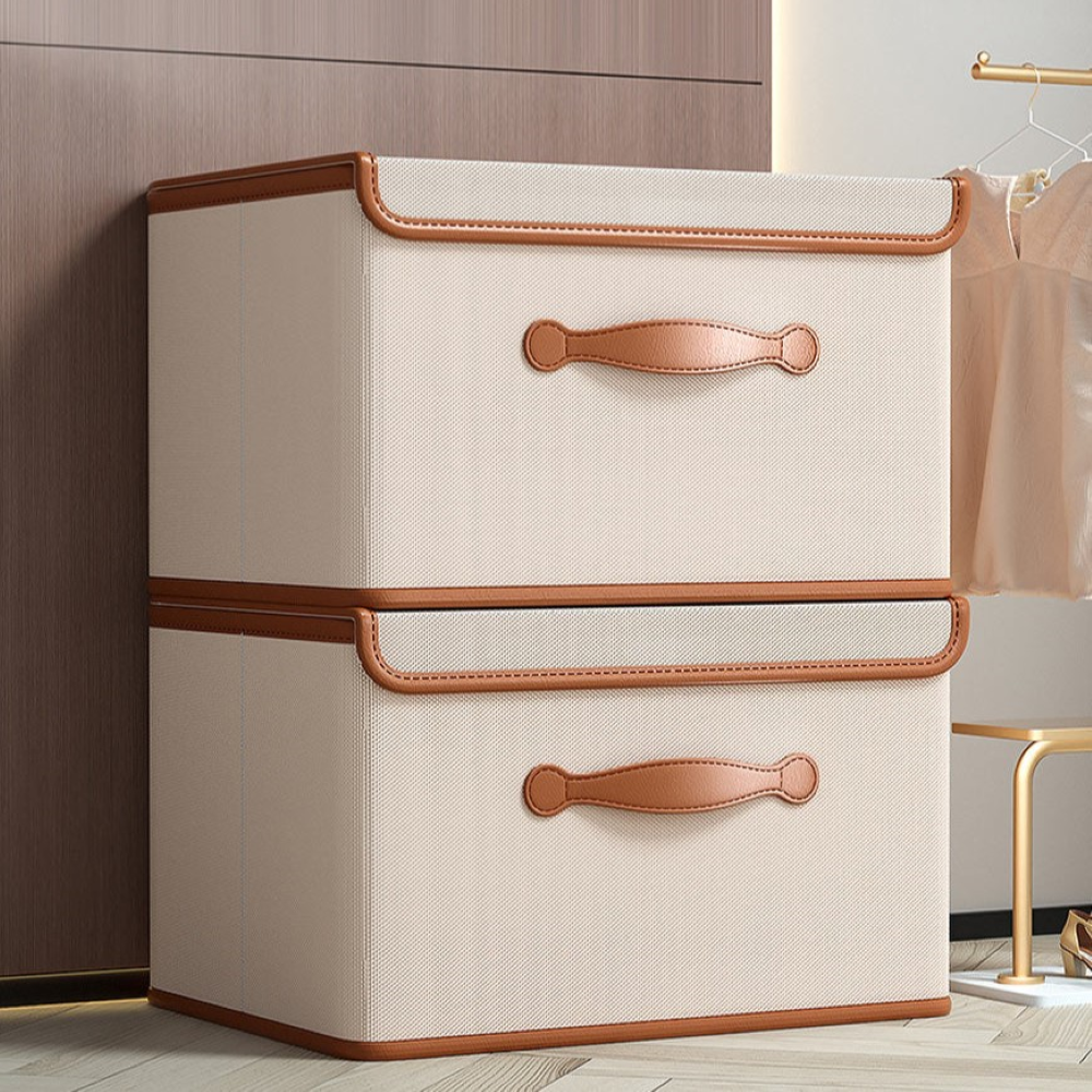 Chic Collapsible Storage Bin with Lid and Durable Handles