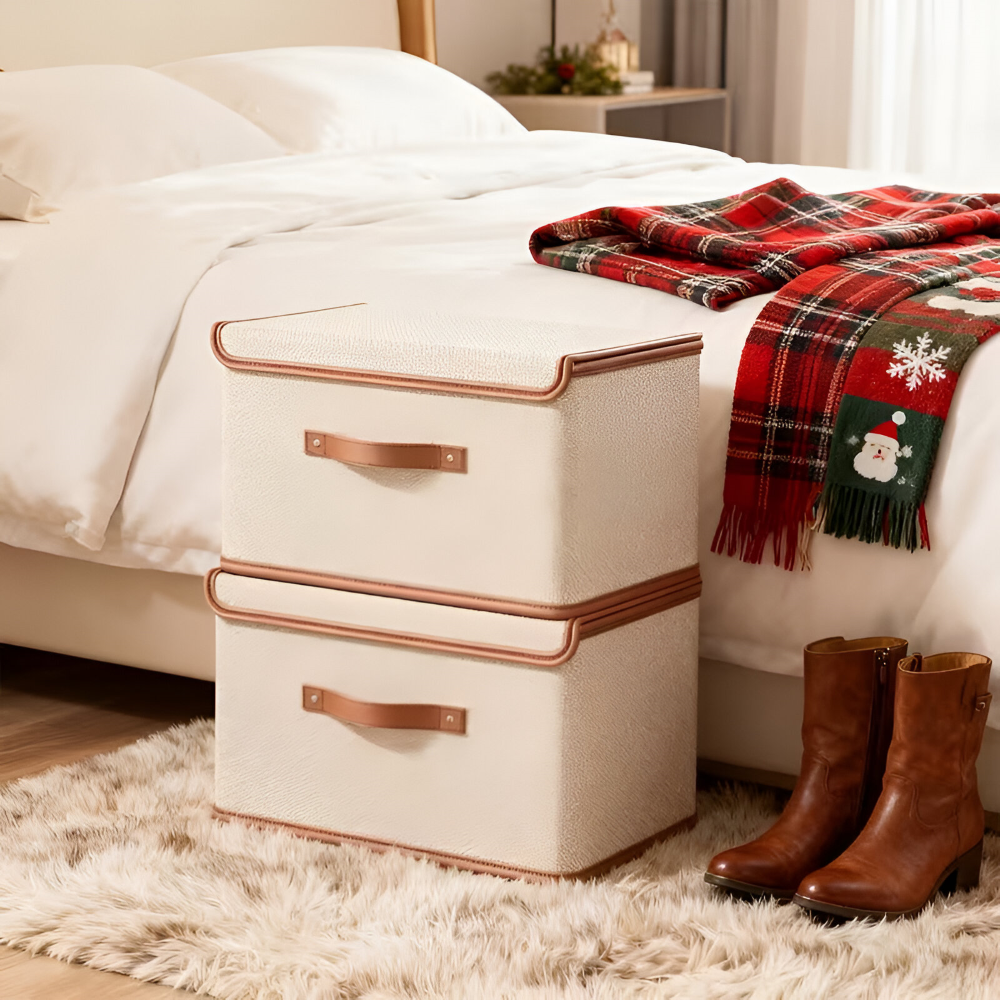 Chic Collapsible Storage Bin with Lid and Durable Handles