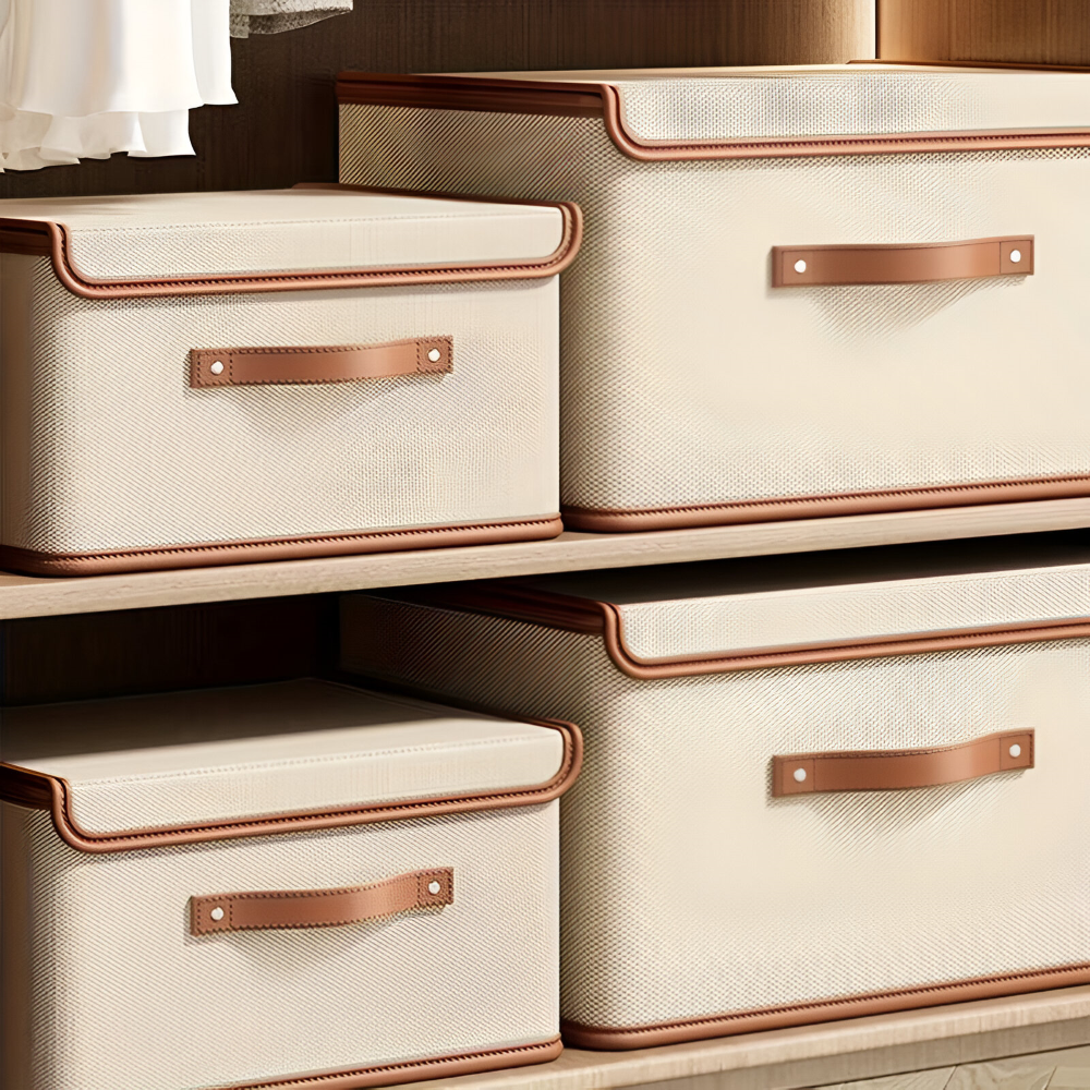 Chic Collapsible Storage Bin with Lid and Durable Handles