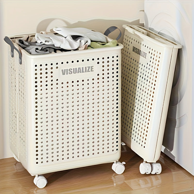 Mobile Laundry Organizer with Foldable Design and Airflow