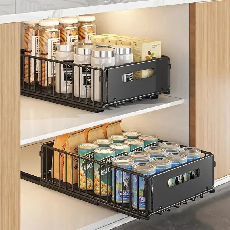 Pull-Out Basket Organizer for Kitchen Storage Solutions