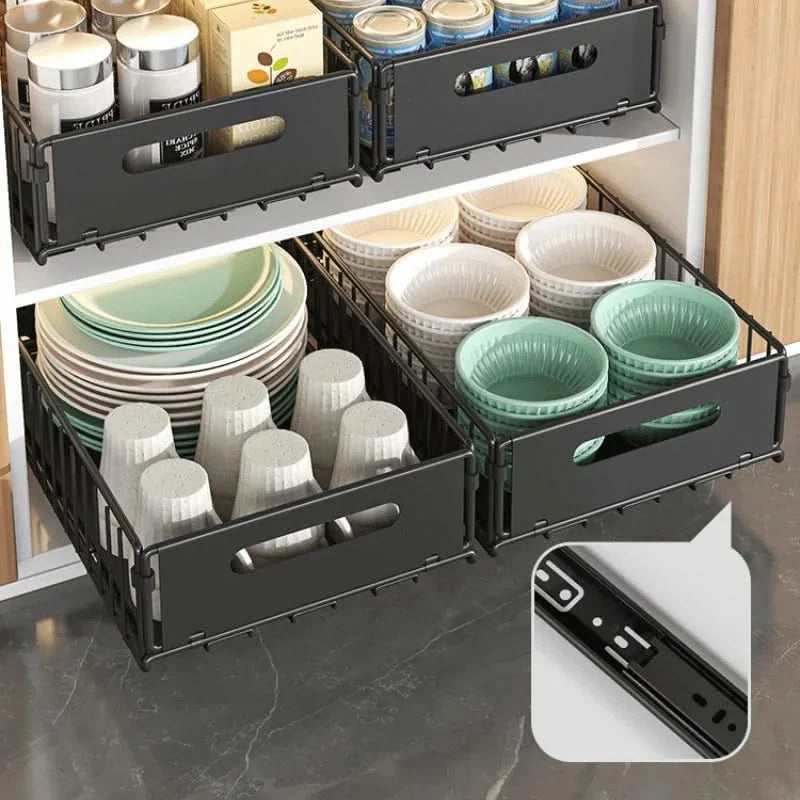 Pull-Out Basket Organizer for Kitchen Storage Solutions