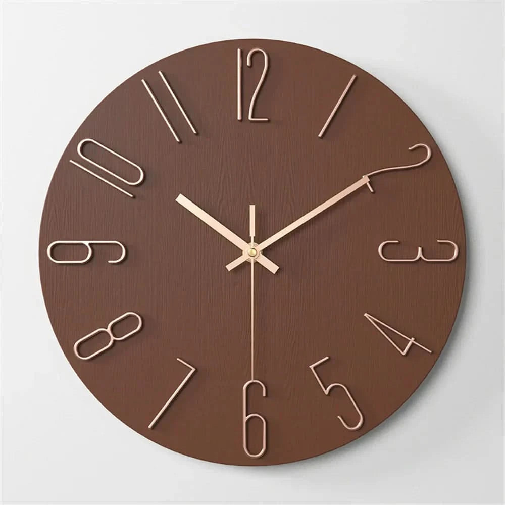 Modern Frameless Wall Clock with 3D Numbers and Silent Quartz Movement