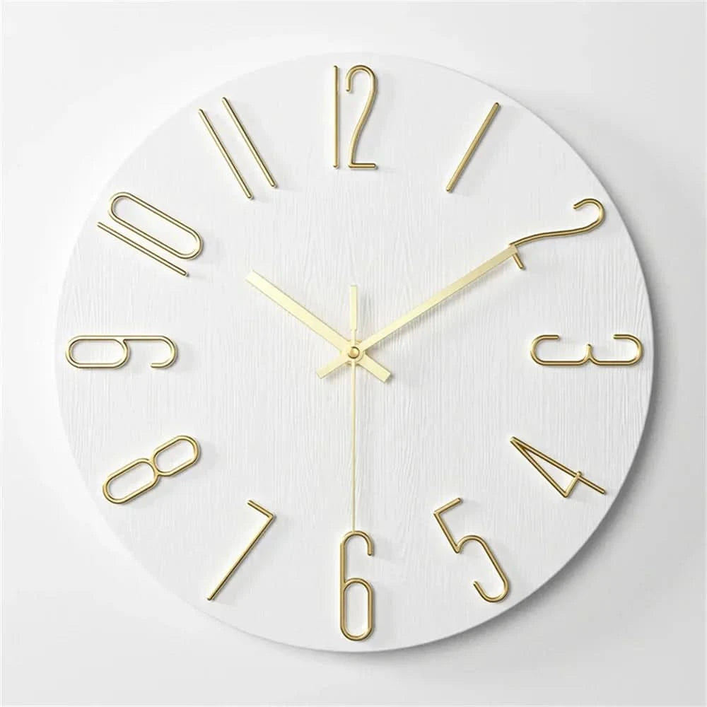 Modern Frameless Wall Clock with 3D Numbers and Silent Quartz Movement