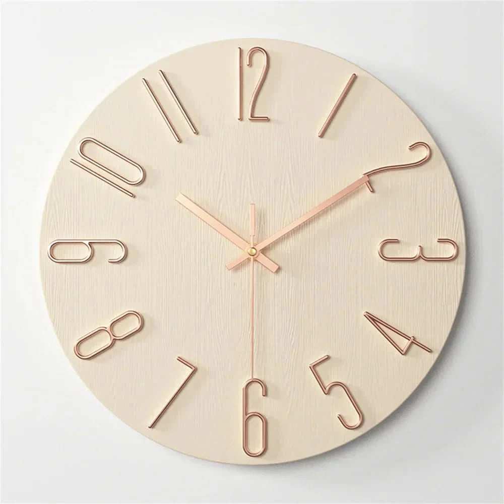 Modern Frameless Wall Clock with 3D Numbers and Silent Quartz Movement