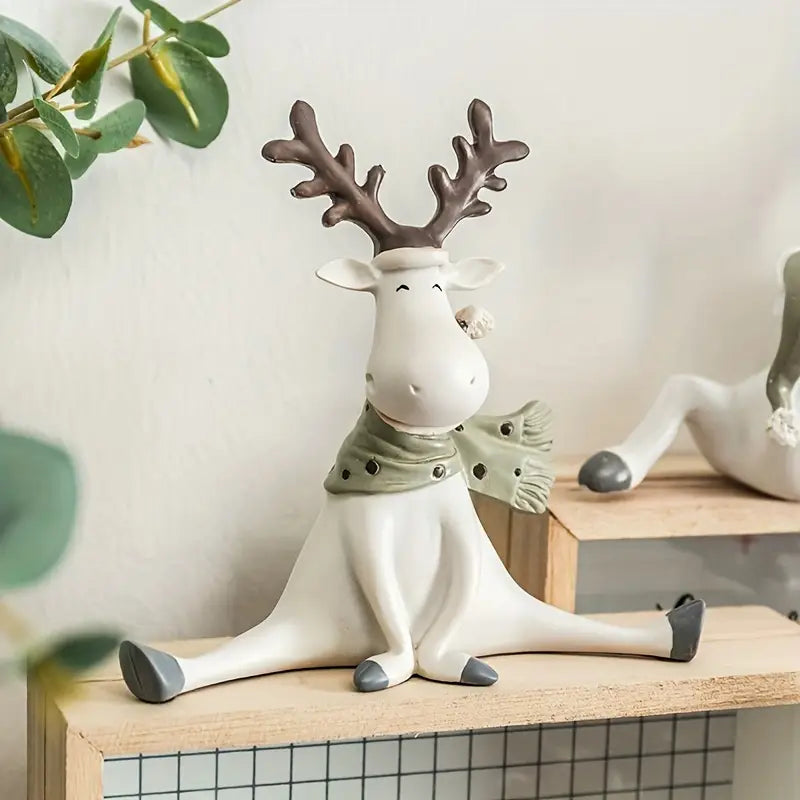 Charming Handcrafted Holiday Reindeer Decoration with Scarf, 5.5 in