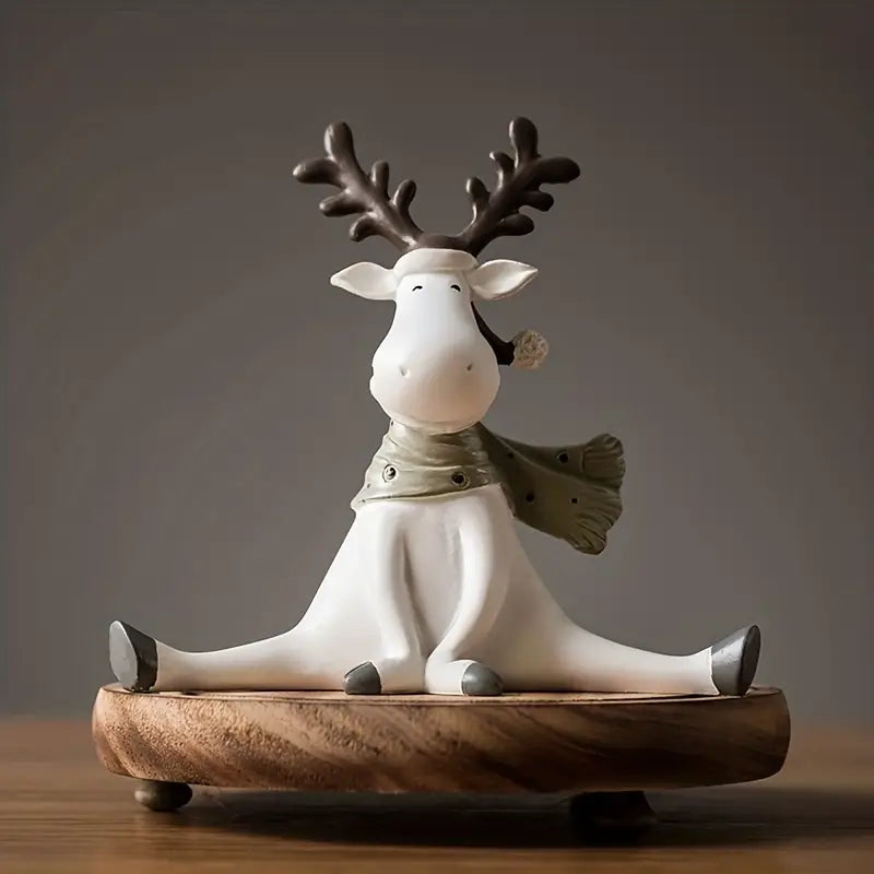 Charming Handcrafted Holiday Reindeer Decoration with Scarf, 5.5 in