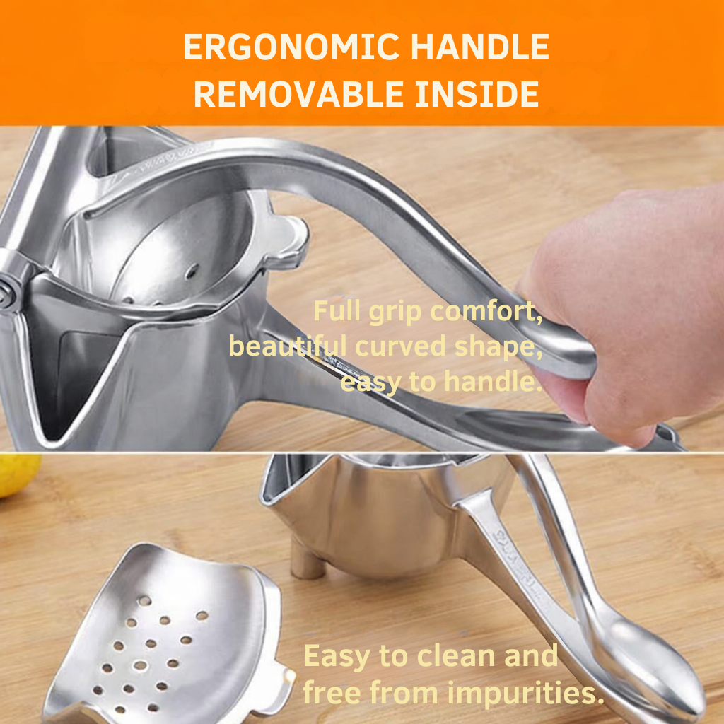 Manual Fruit Press | Stainless Steel Citrus Juicer | Non-Slip Lever Handle