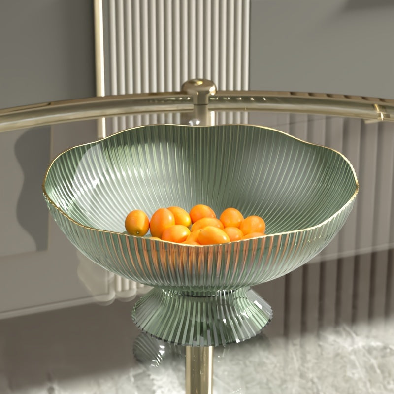 Elegant Round Fruit Serving Bowl with Gold Trim - 25 cm