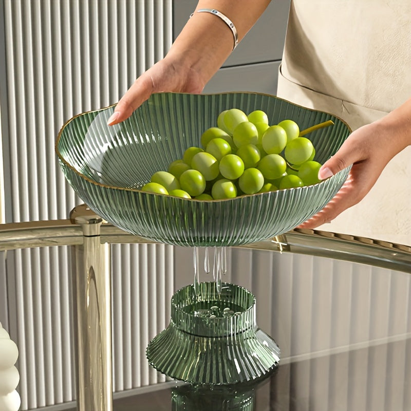 Elegant Round Fruit Serving Bowl with Gold Trim - 25 cm