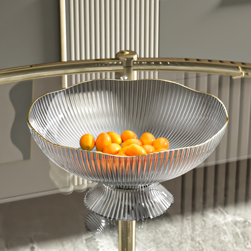 Elegant Round Fruit Serving Bowl with Gold Trim - 25 cm