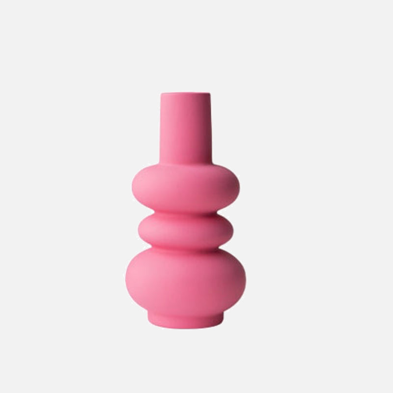 Chic Pink Ceramic Flower Holder with Glossy Finish