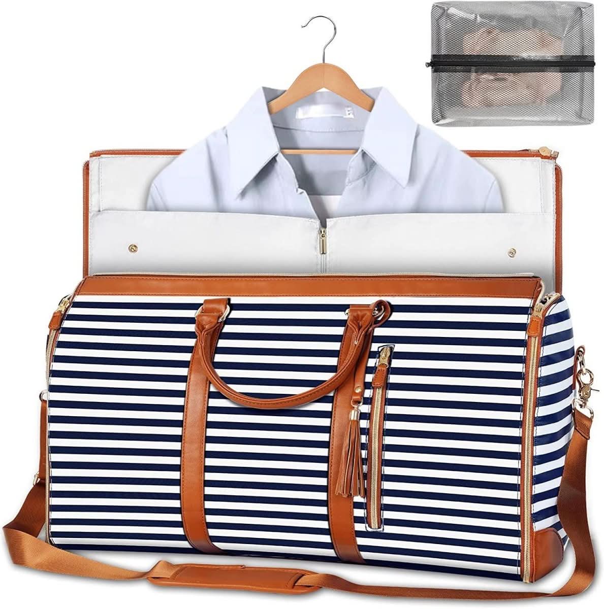 Foldable Garment Bag in PU Leather for Elegant Travel