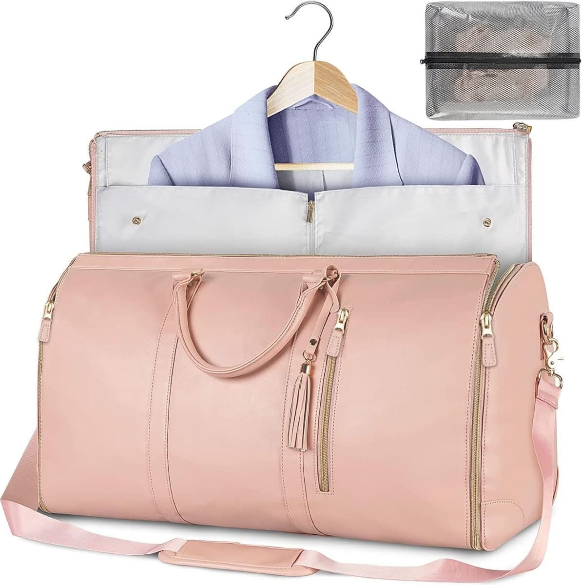 Foldable Garment Bag in PU Leather for Elegant Travel