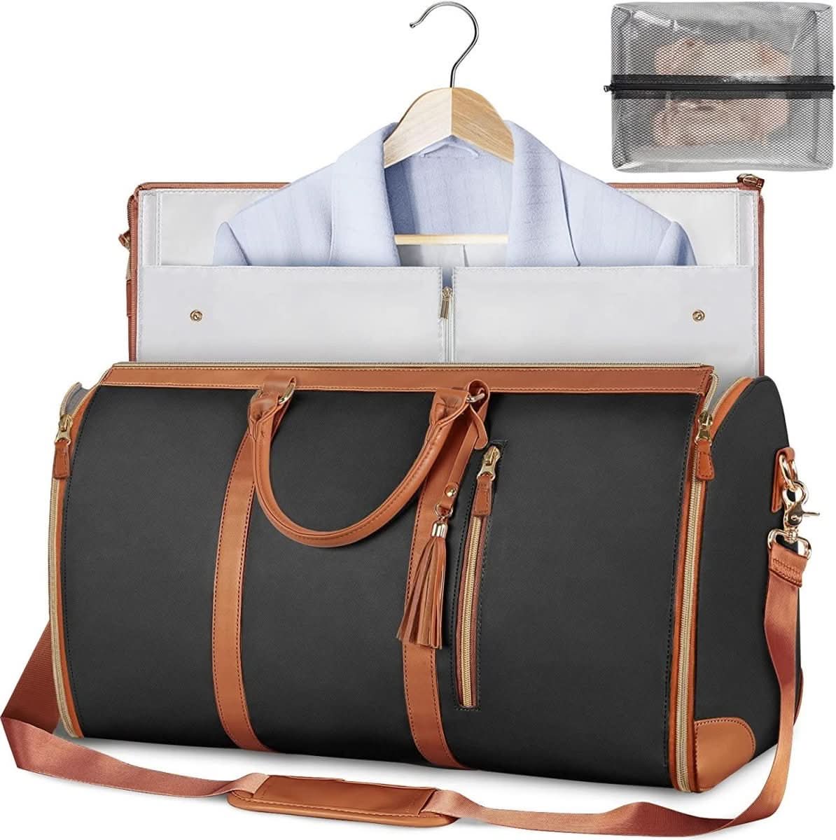 Foldable Garment Bag in PU Leather for Chic Travel