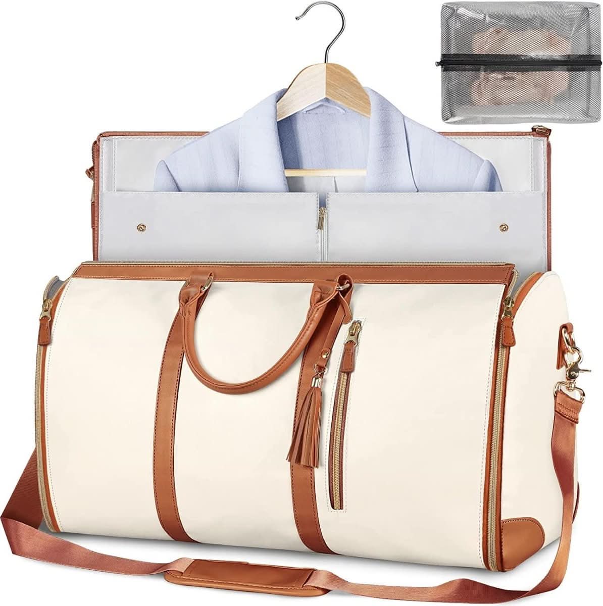 Foldable Garment Bag in PU Leather for Elegant Travel