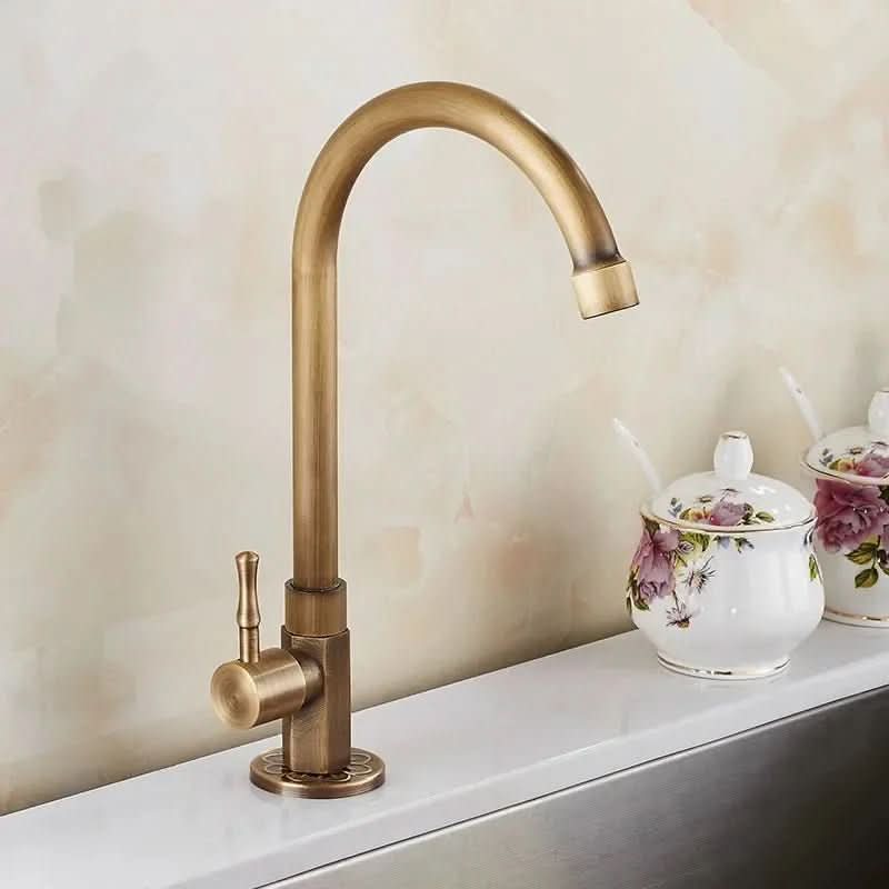 Brass Swan Neck Faucet for Traditional Interiors