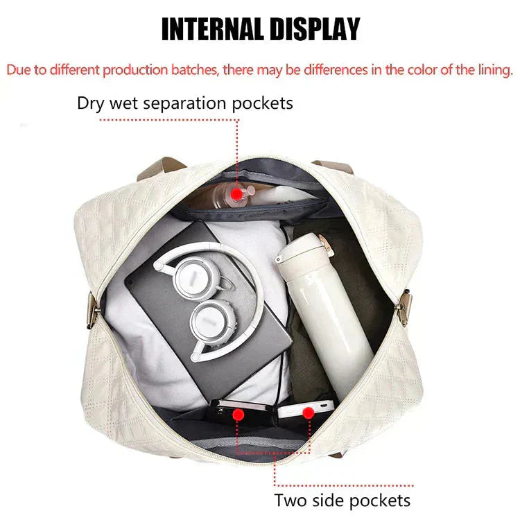 Quilted Travel Bag with Shoe Compartment | Water-Resistant & Compact