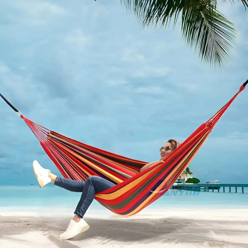Striped Hammock | Quick Setup | Non-Slip | Lounge Fold