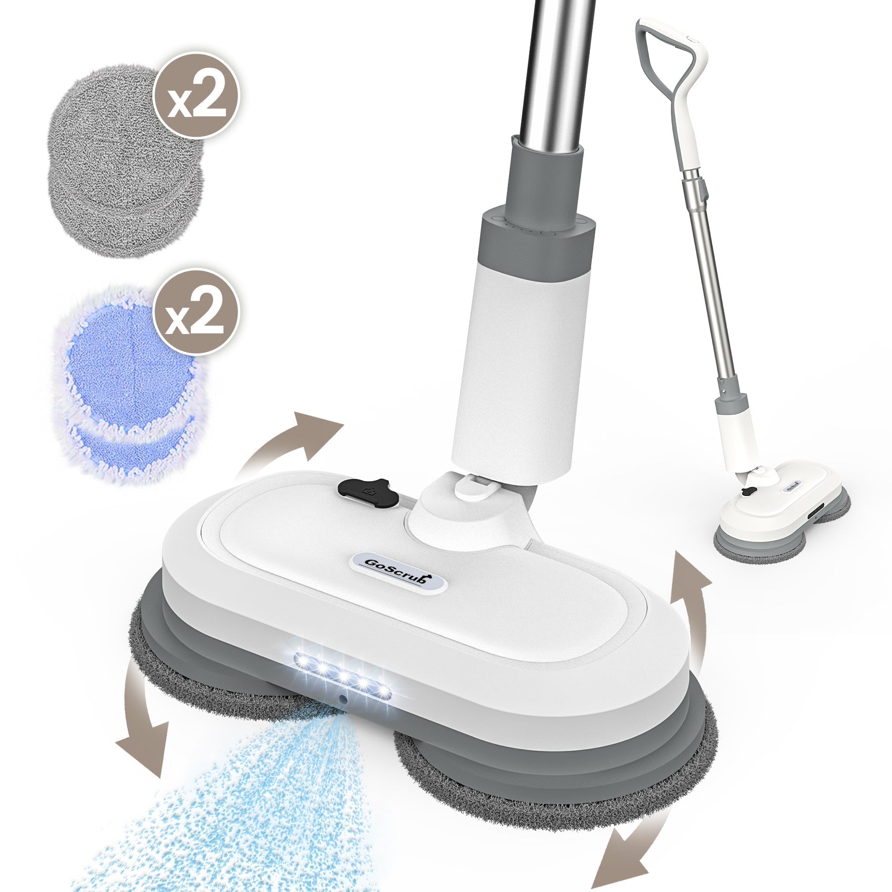 Effortless Cordless Mop with Built-In Sprayer and Reusable Pads