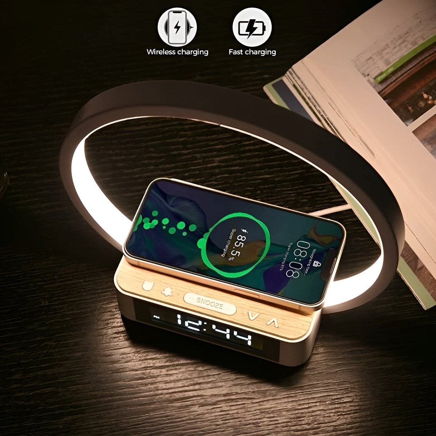 LumiCharge 3-in-1 Smart LED Lamp with Wireless Charging & Alarm