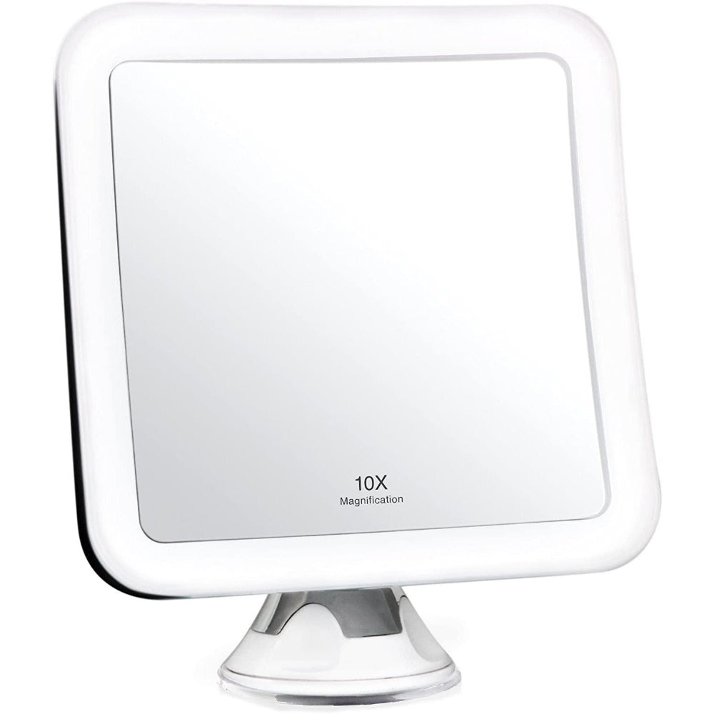 LuxeVision 10X LED Travel Makeup Mirror with Suction Mount