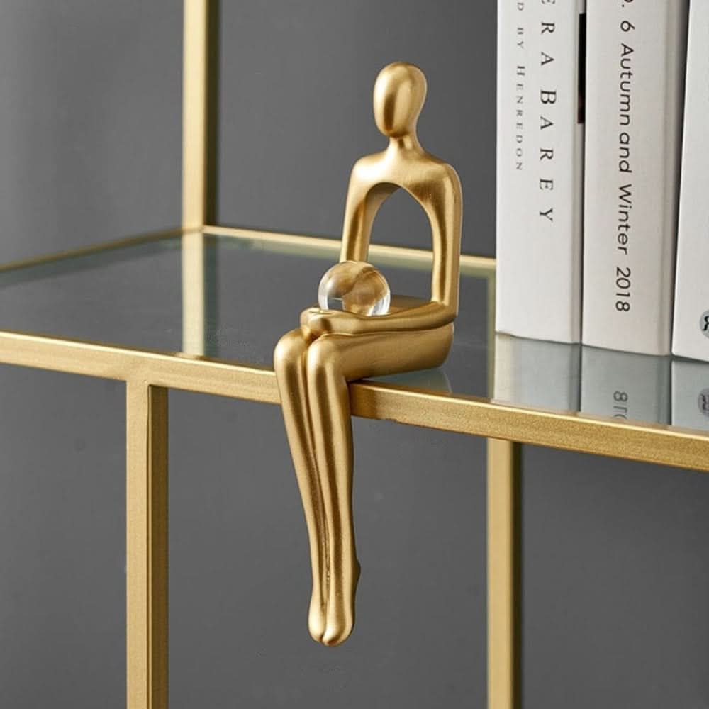 Stylish Abstract Resin Sculpture in Radiant Gold Finish