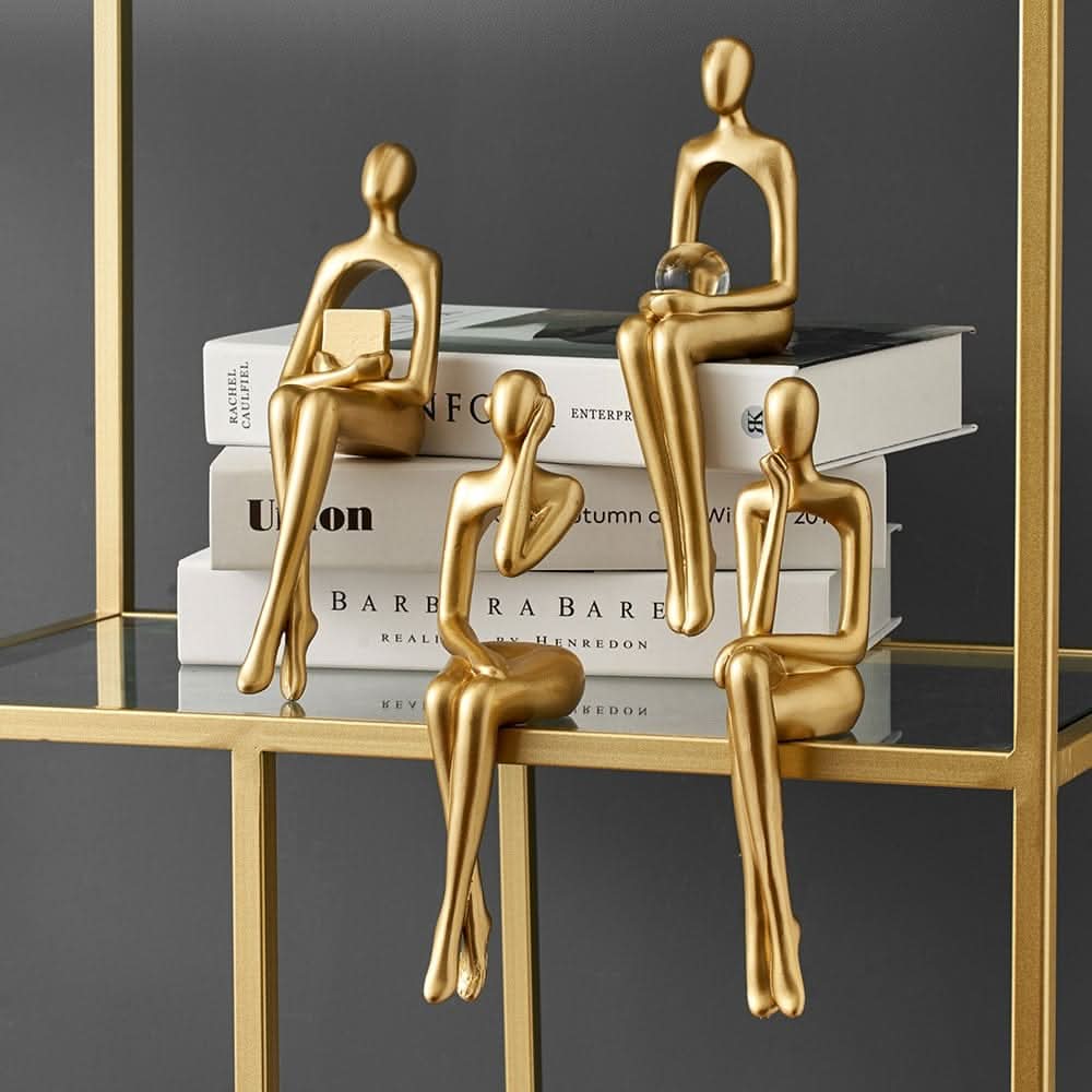 Stylish Abstract Resin Sculpture in Radiant Gold Finish