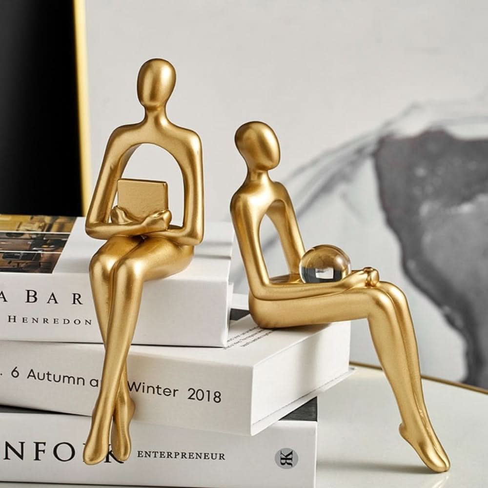 Stylish Abstract Resin Sculpture in Radiant Gold Finish