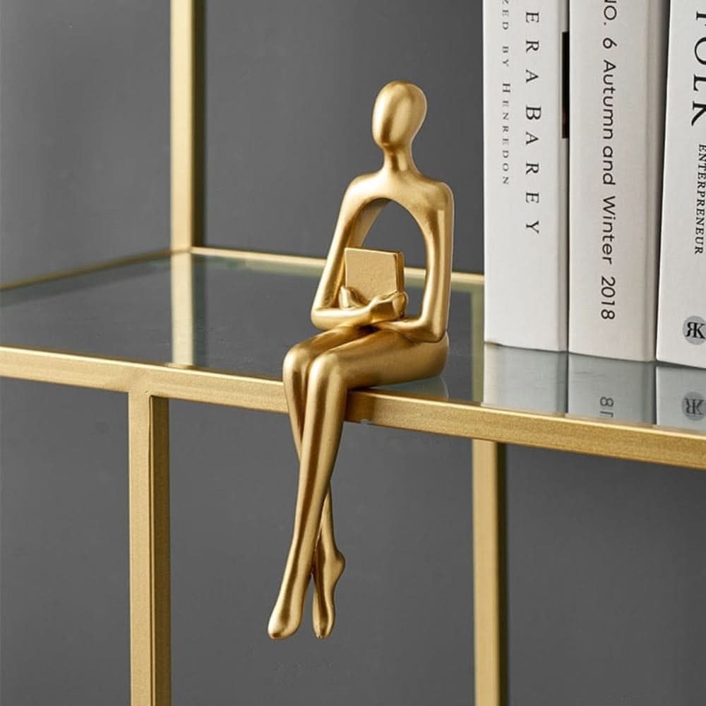 Stylish Abstract Resin Sculpture in Radiant Gold Finish