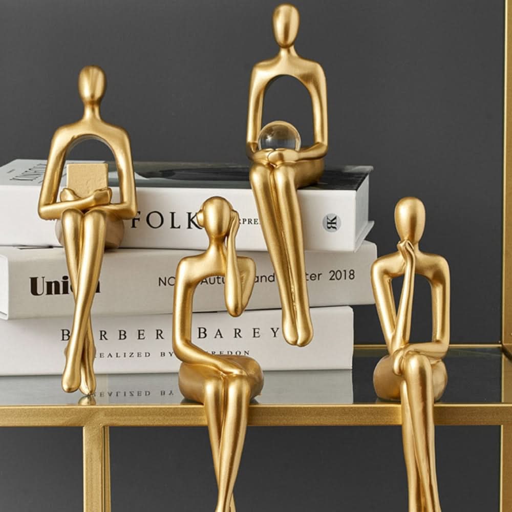 Stylish Abstract Resin Sculpture in Radiant Gold Finish
