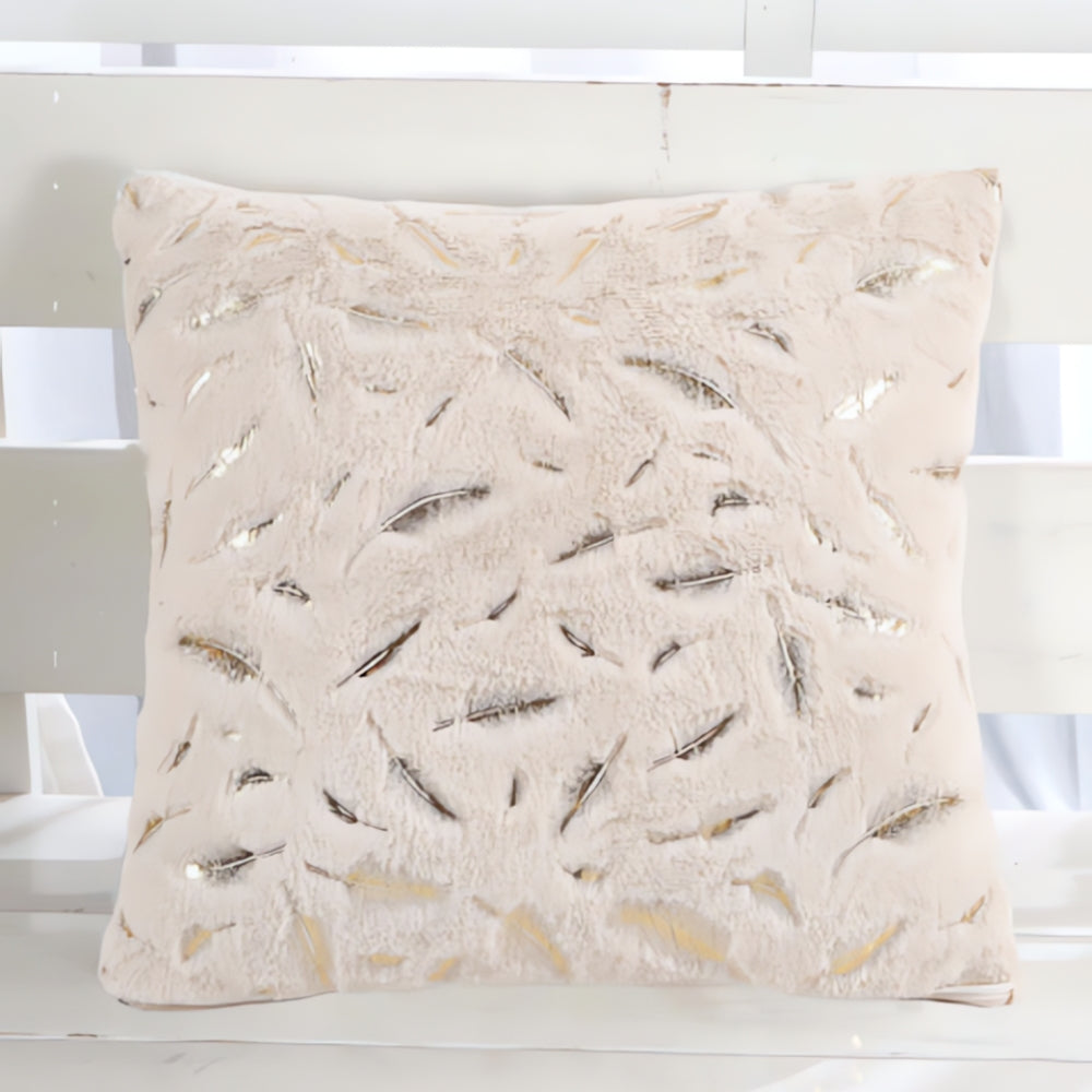 Elegant Decorative Pillow Cover with Gold Leaf Design