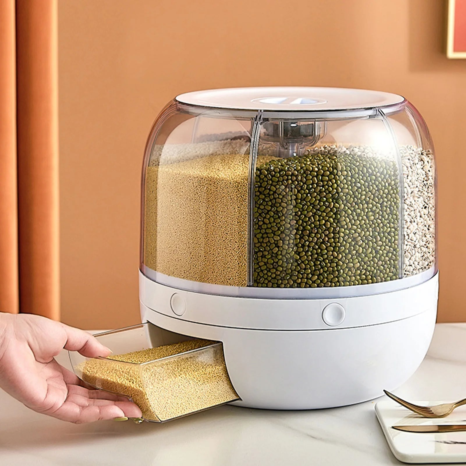 Effortless Freshness and Instant Grain Access for a Functional Kitchen