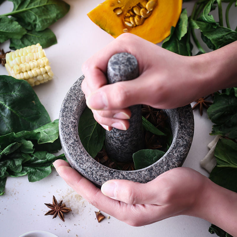 Natural Stone Grinder Bowl and Pestle – Timeless Kitchen Tool