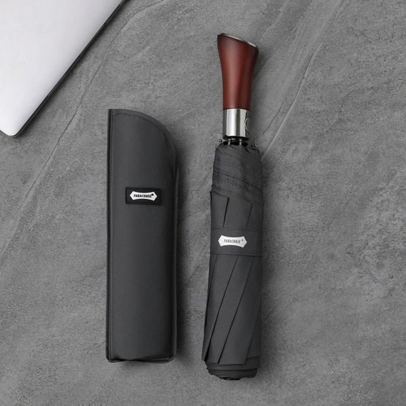 Elegant Automatic Umbrella with Stylish Wooden Grip
