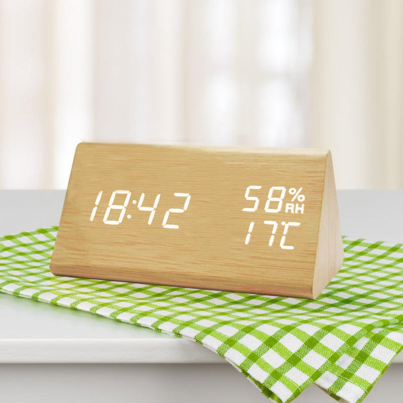 Elegant Wooden Clock with Temperature Readout and Adjustable Brightness