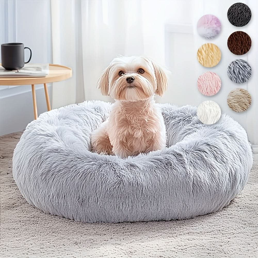 Extra Plush Faux Fur Pet Bed for Large Dogs and Cats - Calming Comfort