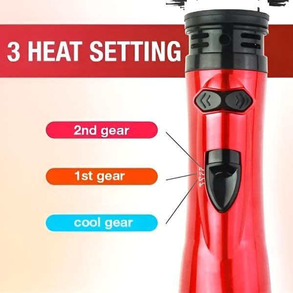 Hair Dryer with Rotating Feature - Volume & Curls - Interchangeable Brushes