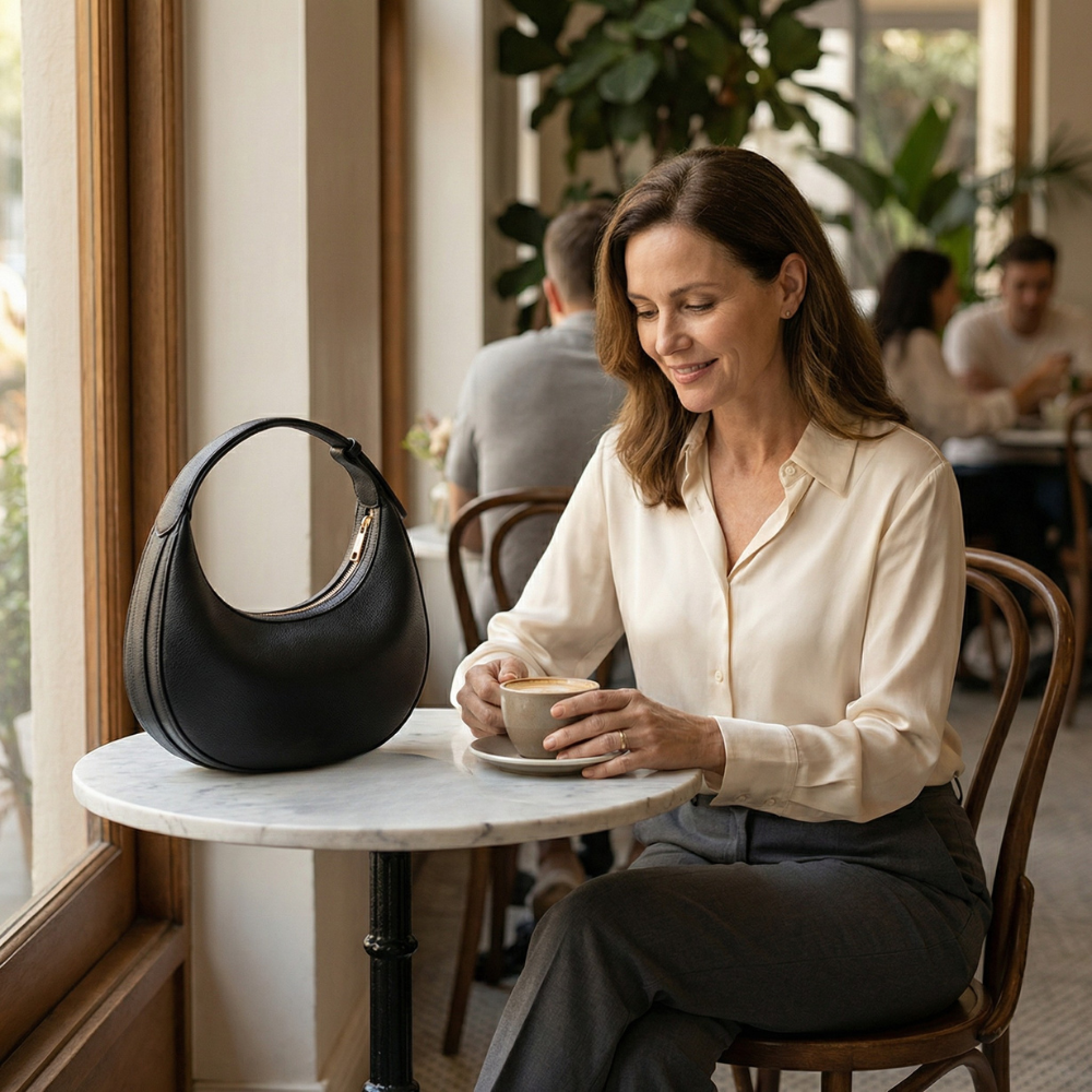 Half-Moon Shoulder Bag | Three Carry Styles | Soft Faux Leather