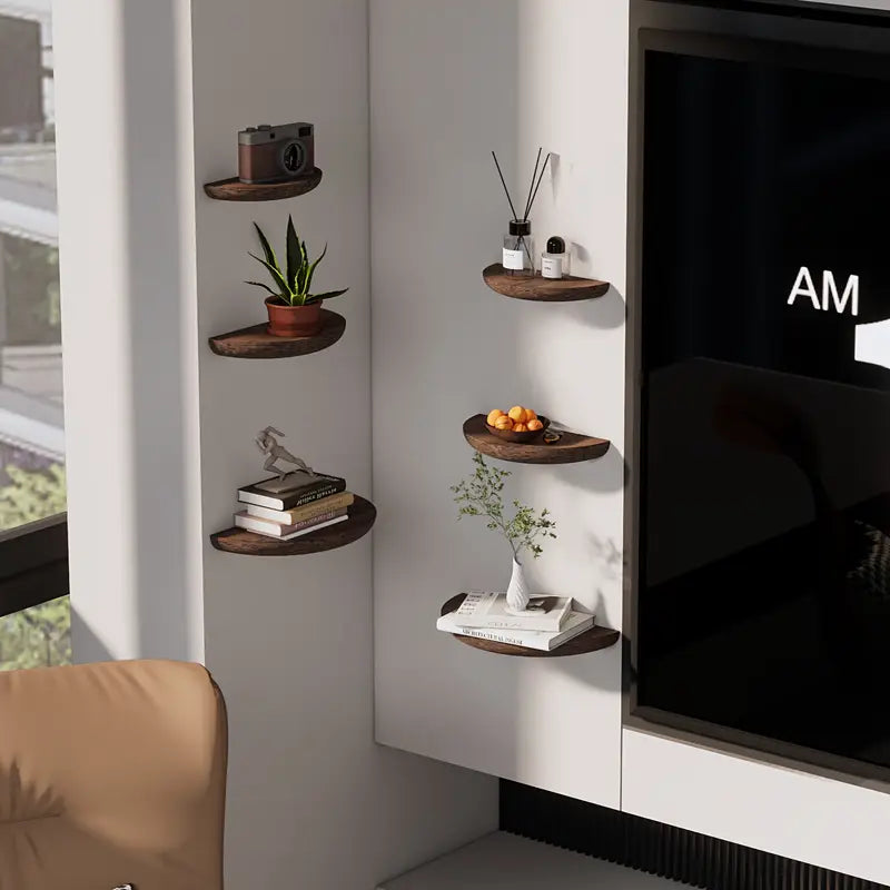 Curved Wooden Wall Shelf for Stylish Storage Solutions