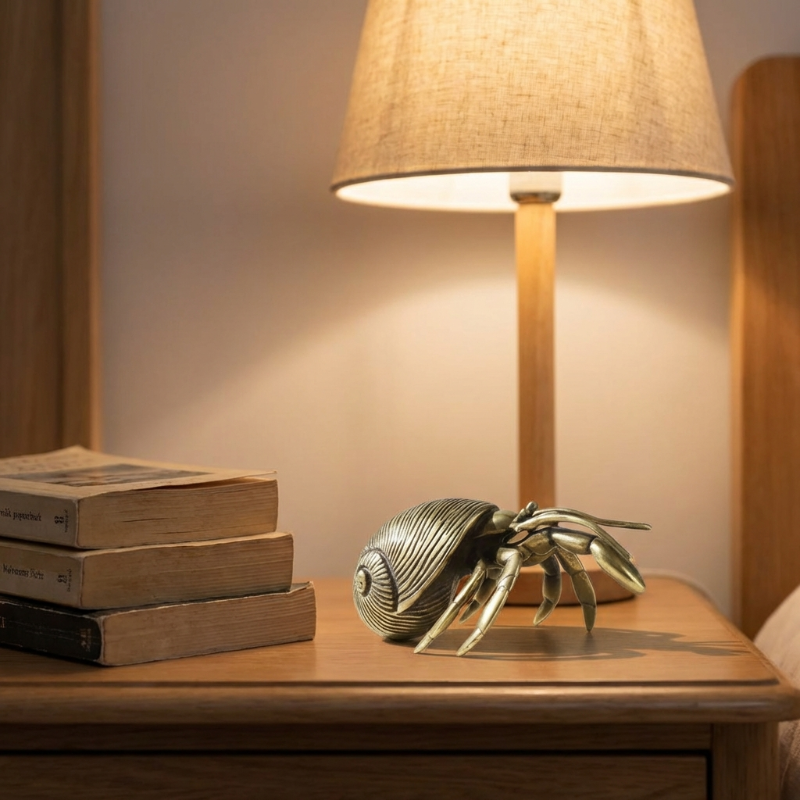 Coastal Elegance - Handcrafted Brass Hermit Crab Sculpture